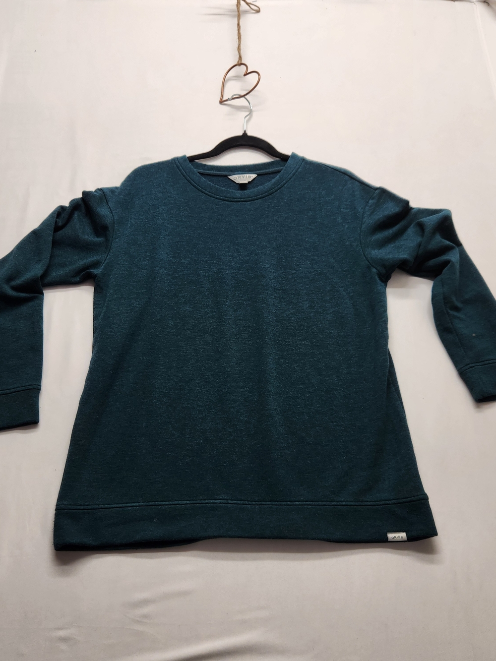 ⭐️ORVIS Mens Classic Crewneck Sweatshirt Soft Modal Blend Teal Heather Small